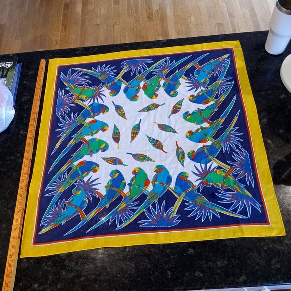 Gorgeous 29-inch Square Parrot Print Bandana Scarf - like new! - Picture 3 of 3